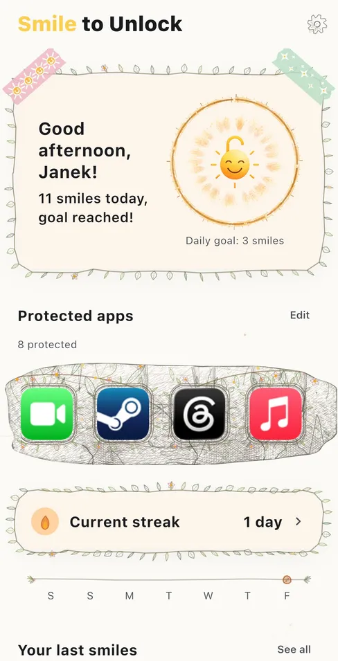Smile to Unlock - A daily goal you can smile at