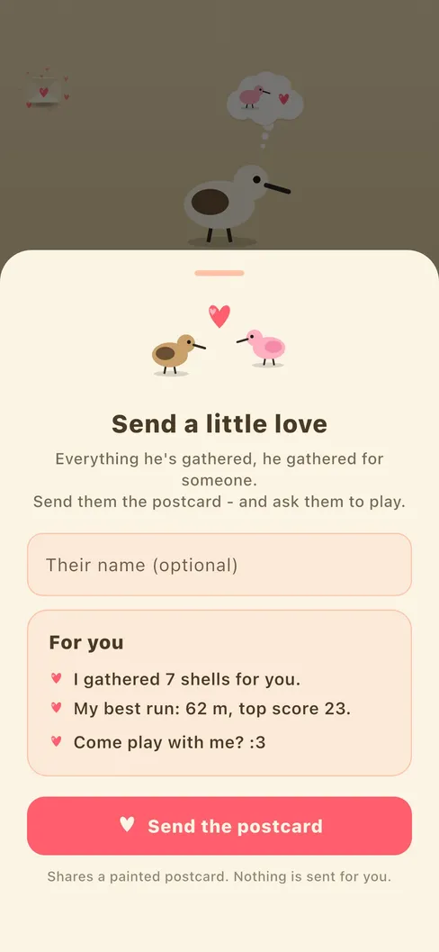 Sandpiper - Steal shells. Then ask her out.